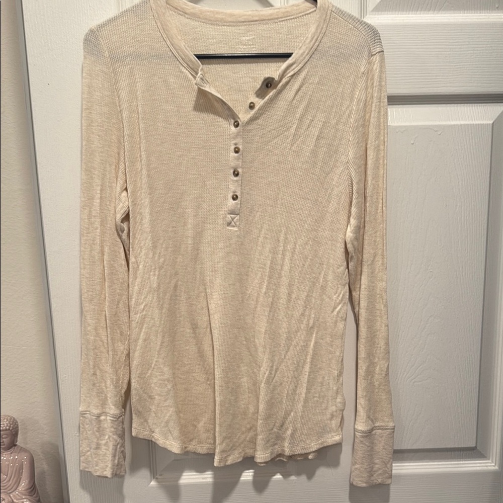Aerie Women's Cream Henley Top